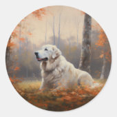 Grote Pyreneeën in de herfst laat Herfst inspirere Ronde Sticker (Voorkant)