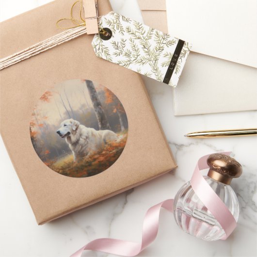 Grote Pyreneeën in de herfst laat Herfst inspirere Ronde Sticker (Geschenken)