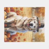 Grote Pyreneeën in de herfst verlaten de Thanksgiv Fleece Deken (Voorkant (Horizontaal))