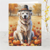 Grote Pyreneeën in de herfst verlaten de Thanksgiv Kaart (Gele Bloem)