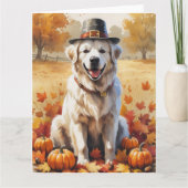 Grote Pyreneeën in de herfst verlaten de Thanksgiv Kaart (Voorkant)