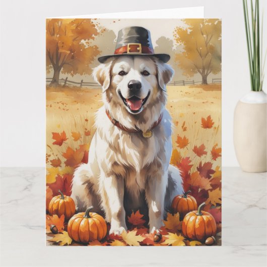 Grote Pyreneeën in de herfst verlaten de Thanksgiv Kaart (Voorkant)