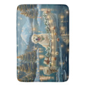 Grote Pyreneeën Kerst Feestelijke reis Badmat (Voorkant Verticaal)