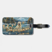 Grote Pyreneeën Kerst Feestelijke reis Bagagelabel (Achterkant horizontaal)