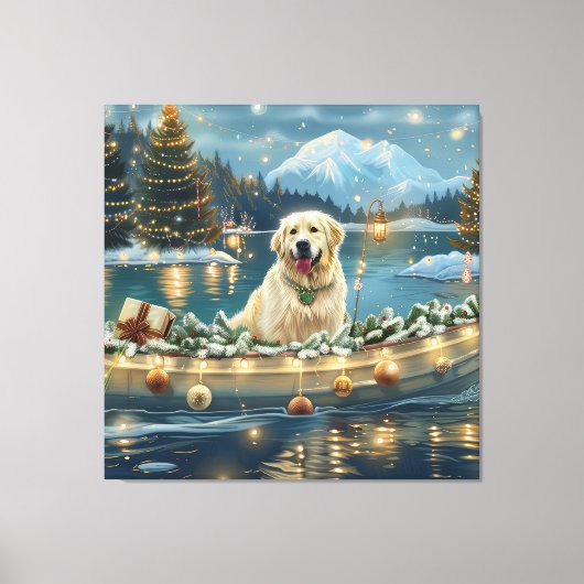 Grote Pyreneeën Kerst Feestelijke reis Canvas Afdruk (Voorkant)