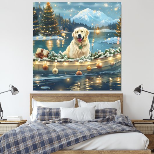Grote Pyreneeën Kerst Feestelijke reis Canvas Afdruk (Insitu (Slaapkamer))
