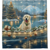 Grote Pyreneeën Kerst Feestelijke reis Douchegordijn (Voorkant)