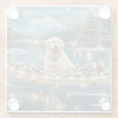 Grote Pyreneeën Kerst Feestelijke reis Glazen Onderzetter (Achterkant)