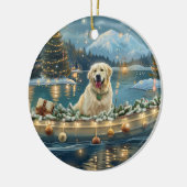 Grote Pyreneeën Kerst Feestelijke reis Keramisch Ornament (Links)