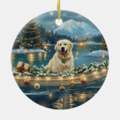 Grote Pyreneeën Kerst Feestelijke reis Keramisch Ornament (Achterkant)