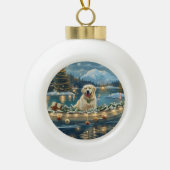 Grote Pyreneeën Kerst Feestelijke reis Keramische Bal Ornament (Voorkant)