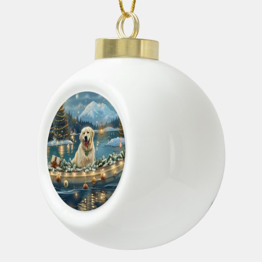 Grote Pyreneeën Kerst Feestelijke reis Keramische Bal Ornament (Rechts)