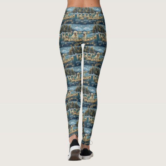 Grote Pyreneeën Kerst Feestelijke reis Leggings (Achterkant)