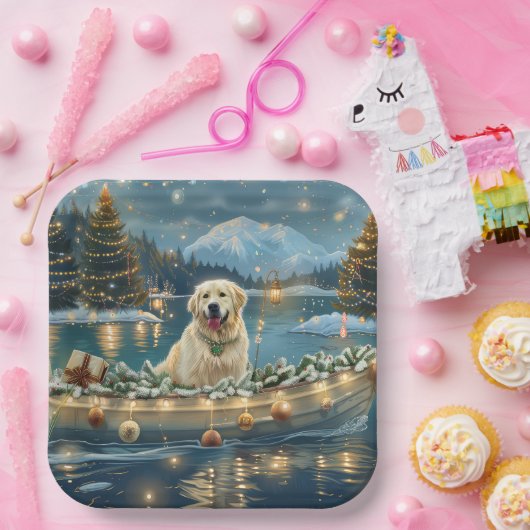 Grote Pyreneeën Kerst Feestelijke reis Papieren Bordje (Feest)