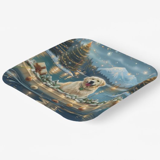 Grote Pyreneeën Kerst Feestelijke reis Papieren Bordje (Gebogen)