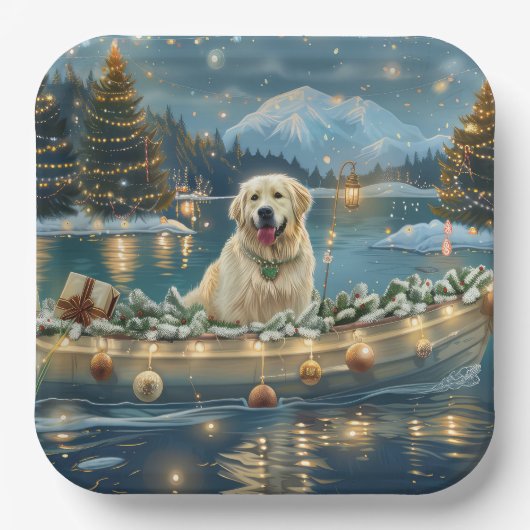 Grote Pyreneeën Kerst Feestelijke reis Papieren Bordje (Voorkant)