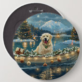 Grote Pyreneeën Kerst Feestelijke reis Ronde Button 6,0 Cm (Voorkant /achterkant)