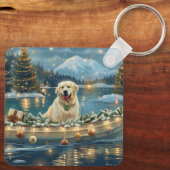 Grote Pyreneeën Kerst Feestelijke reis Sleutelhanger (Achterkant)