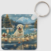 Grote Pyreneeën Kerst Feestelijke reis Sleutelhanger (Achterkant)