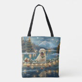 Grote Pyreneeën Kerst Feestelijke reis Tote Bag (Achterkant)