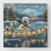 Grote Pyreneeën Kerst Feestelijke reis Vierkante Klok (Voorkant)