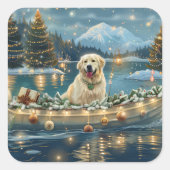 Grote Pyreneeën Kerst Feestelijke reis Vierkante Sticker (Voorkant)