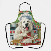 Grote Pyreneeën Kerstbakken: Festieve Kerstmis Schort (Voorkant)