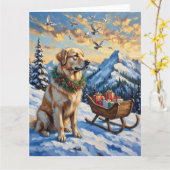 Grote Pyreneeën Kerstberg Vakantie Kaart (Gele Bloem)