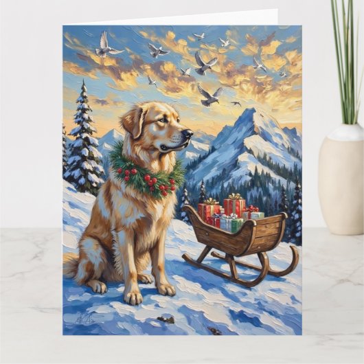 Grote Pyreneeën Kerstberg Vakantie Kaart (Voorkant)