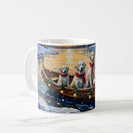 Grote Pyreneeën Kerstboot Vakantie Koffiemok (Voorkant links)