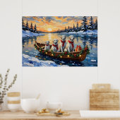 Grote Pyreneeën Kerstboot Vakantie Poster (Keuken)