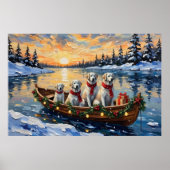 Grote Pyreneeën Kerstboot Vakantie Poster (Voorkant)