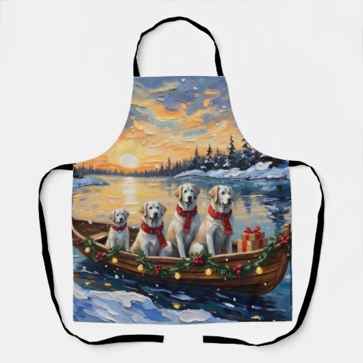 Grote Pyreneeën Kerstboot Vakantie Schort (Voorkant)