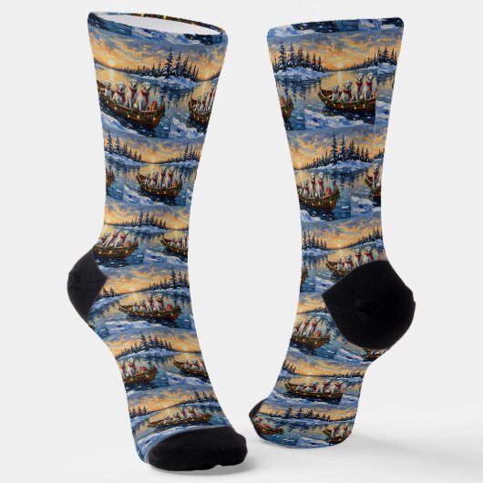Grote Pyreneeën Kerstboot Vakantie Sokken (Gebogen)