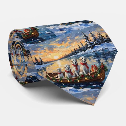 Grote Pyreneeën Kerstboot Vakantie Stropdas (Opgerold)
