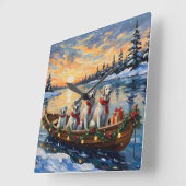 Grote Pyreneeën Kerstboot Vakantie Vierkante Klok (Hoek)