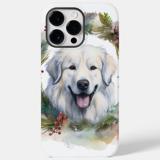 Grote Pyreneeën Kerstkrans Feestelijke Pup Case-Mate iPhone Case (Achterkant)