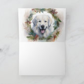 Grote Pyreneeën Kerstkrans Feestelijke Pup Kaart (Binnen)