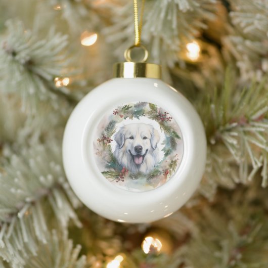 Grote Pyreneeën Kerstkrans Feestelijke Pup Keramische Bal Ornament (Boom)