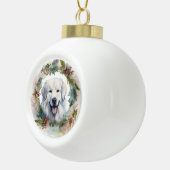 Grote Pyreneeën Kerstkrans Feestelijke Pup Keramische Bal Ornament (Rechts)