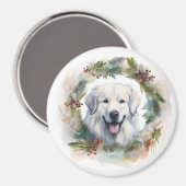 Grote Pyreneeën Kerstkrans Feestelijke Pup Magneet (Voorkant / Achterkant)