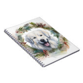 Grote Pyreneeën Kerstkrans Feestelijke Pup Notitieboek (Rechterzijde)