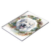 Grote Pyreneeën Kerstkrans Feestelijke Pup Notitieboek (Linkerzijde)