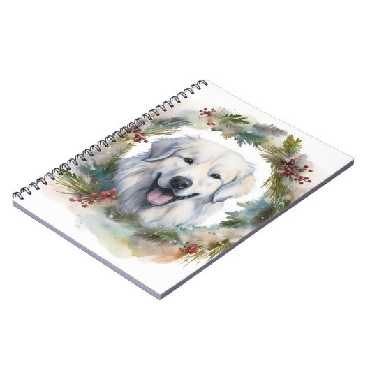 Grote Pyreneeën Kerstkrans Feestelijke Pup Notitieboek (Linkerzijde)