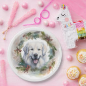 Grote Pyreneeën Kerstkrans Feestelijke Pup Papieren Bordje (Feest)
