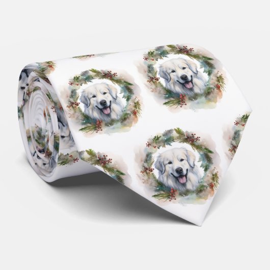 Grote Pyreneeën Kerstkrans Feestelijke Pup Stropdas (Opgerold)