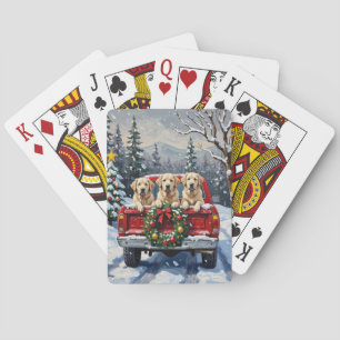 Grote Pyreneeën Kerstmis Rode Truck Vakantie Pokerkaarten