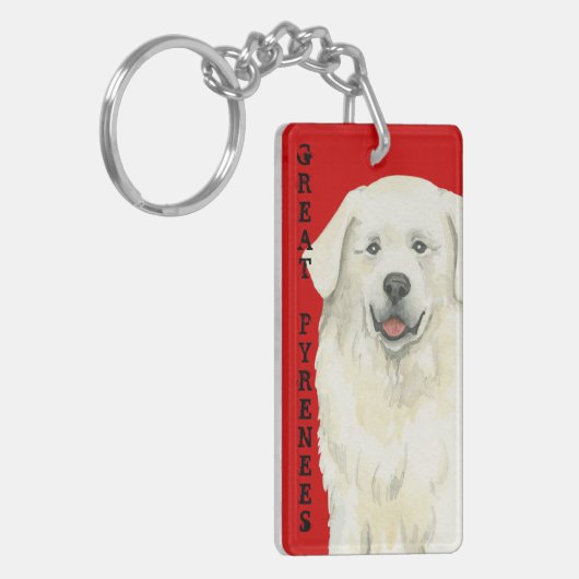 Grote Pyreneeën-kleurenblok Sleutelhanger (Voorkant Links)