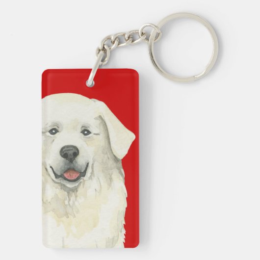 Grote Pyreneeën-kleurenblok Sleutelhanger (achterkant)