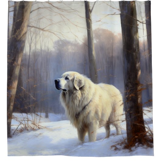 Grote Pyreneeën Laat het sneeuwen Kerstmis Douchegordijn (Voorkant)